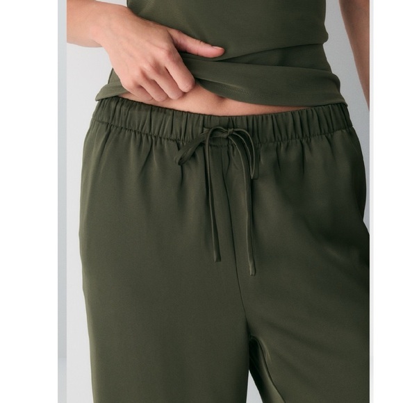 Aritzia Wilfred The Lodge Pant Satin Dark Olive - Picture 3 of 14